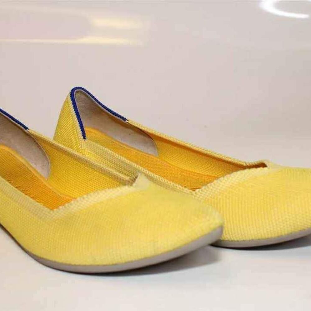 Rothy's Designer The Point Ballet Flats Sunlight Yellow Textile Shoes Size 7 - Picture 2 of 9